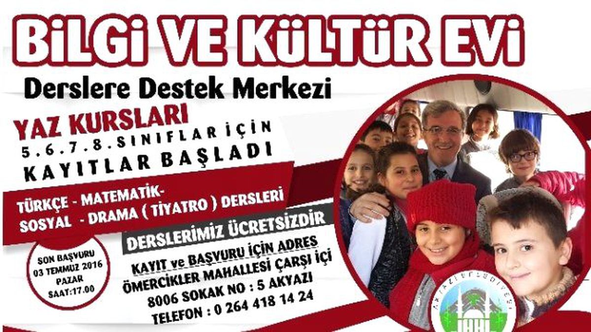 Bilgi Kültür Evi Yaz Kursları Kayıtları Başlıyor