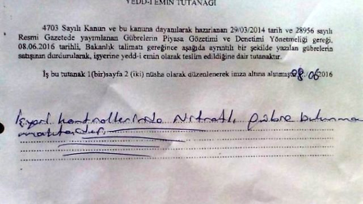 Terör Olaylarında Kullanılan Azotlu Gübrelerin Satışı Durduruldu