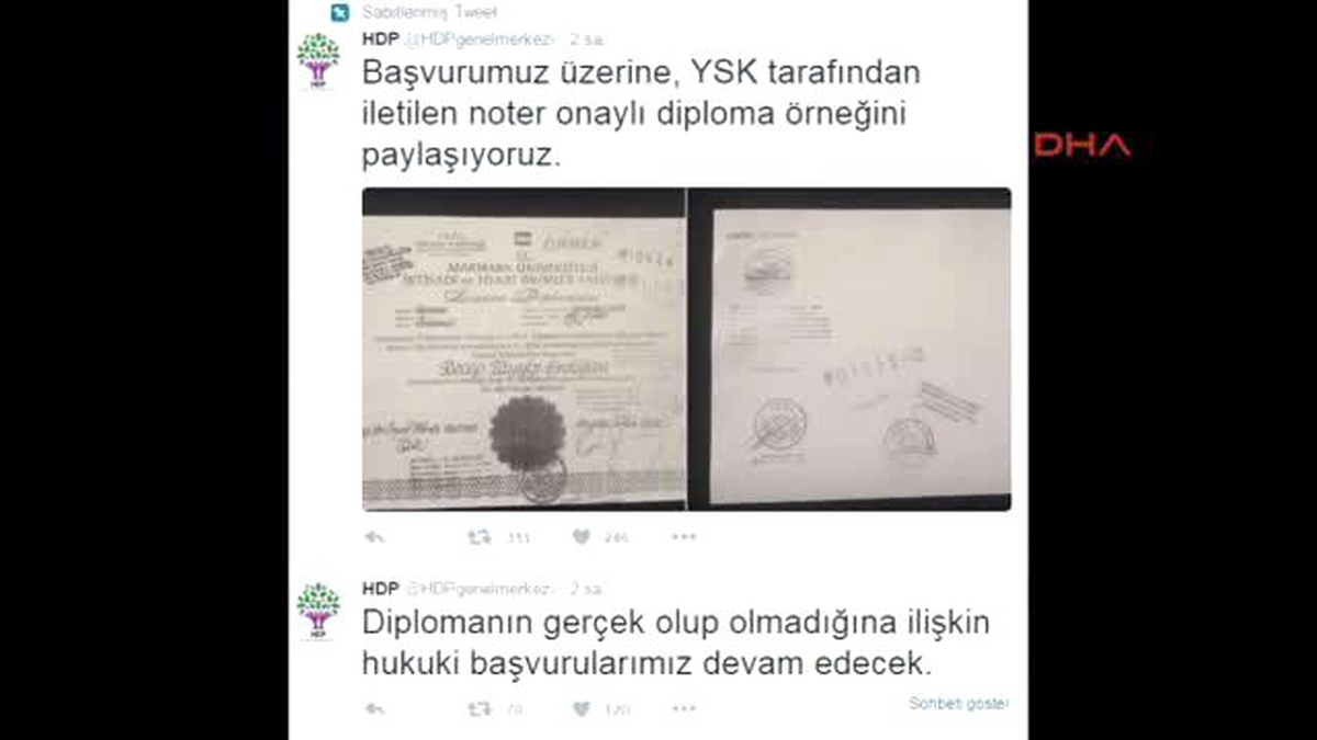 Hdp, Cumhurbaşkanı Erdoğan\'ın Diploma Örneğini Paylaştı
