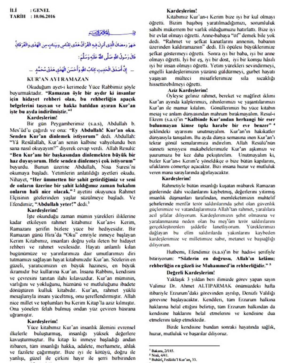 Vali Altıparmak İçin Hutbede \'Helallik\' İstendi (2)