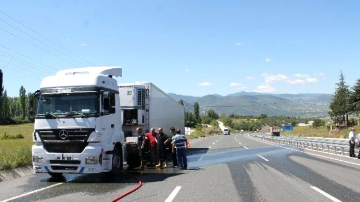 Tavuk Yüklü Tır\'da Çıkan Yangın Korkuttu