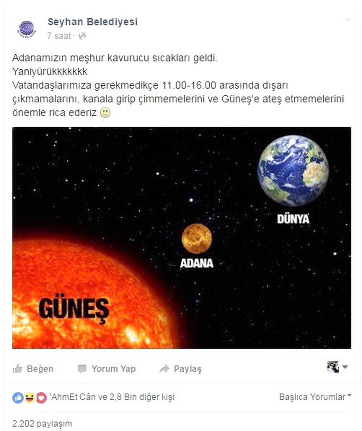 Seyhan Belediyesi\'nden Güldüren Sıcak Uyarısı