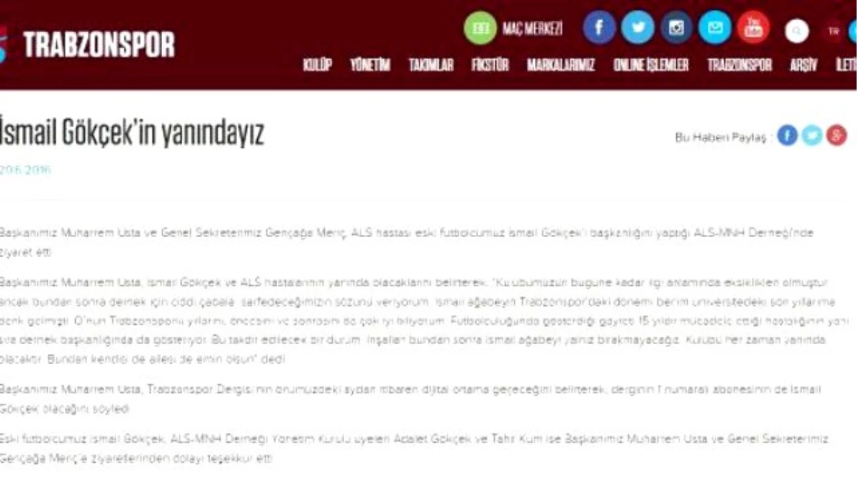 Trabzonspor Başkanı Usta, Kulübün Eski Futbolcusu, Als Hastası Gökçek\'i Ziyaret Etti