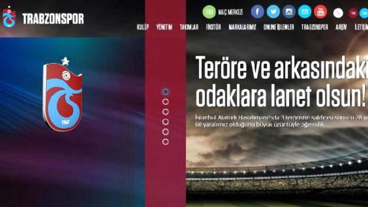 Trabzonspor\'dan Kınama Mesajı : Teröre ve Arkasındaki Odaklara Lanet Olsun