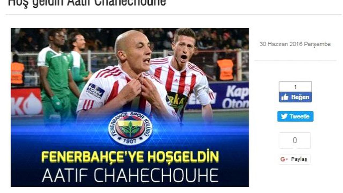 Fenerbahçe, Aatıf\'ı Resmen Açıkladı
