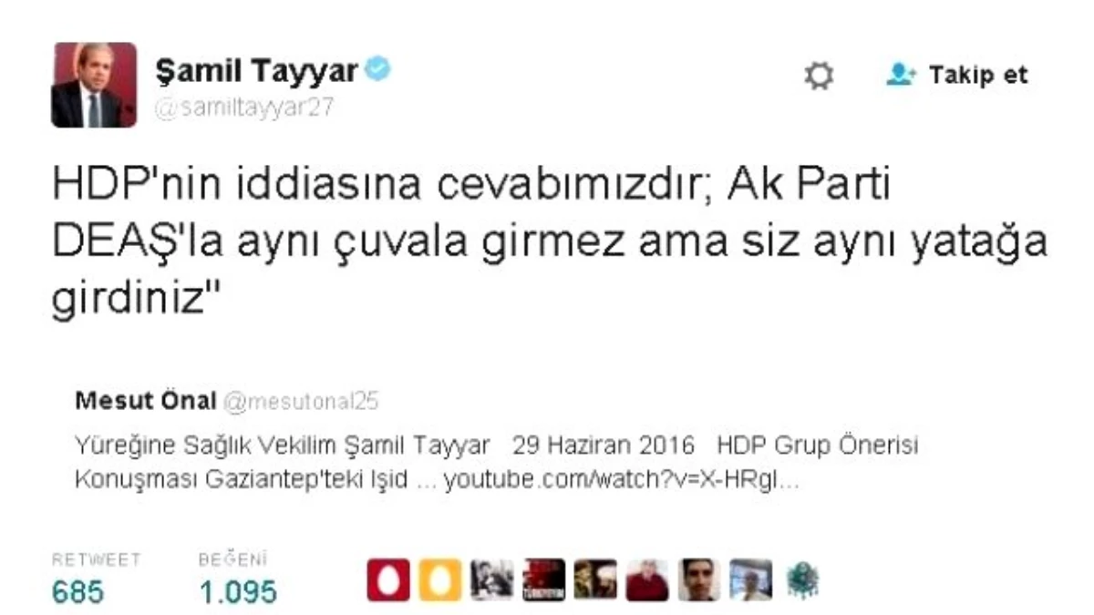 Şamil Tayyar\'dan Hdp\'ye \'Deaş\' Cevabı