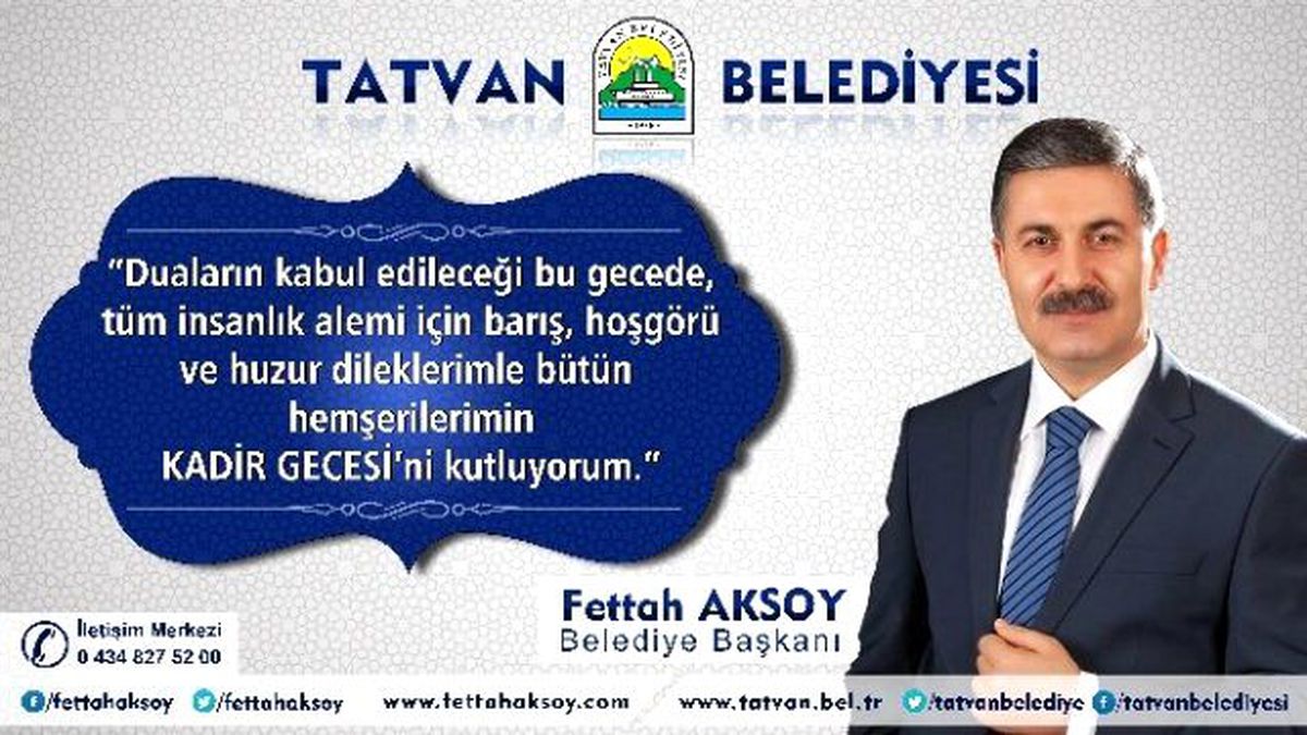 Başkan Fettah Aksoy\'un Kadir Gecesi Mesajı