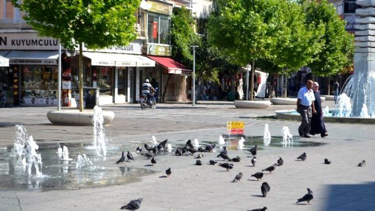 Sıcaktan Bunalan Güvercinler Su Fıskiyesinde Serinledi