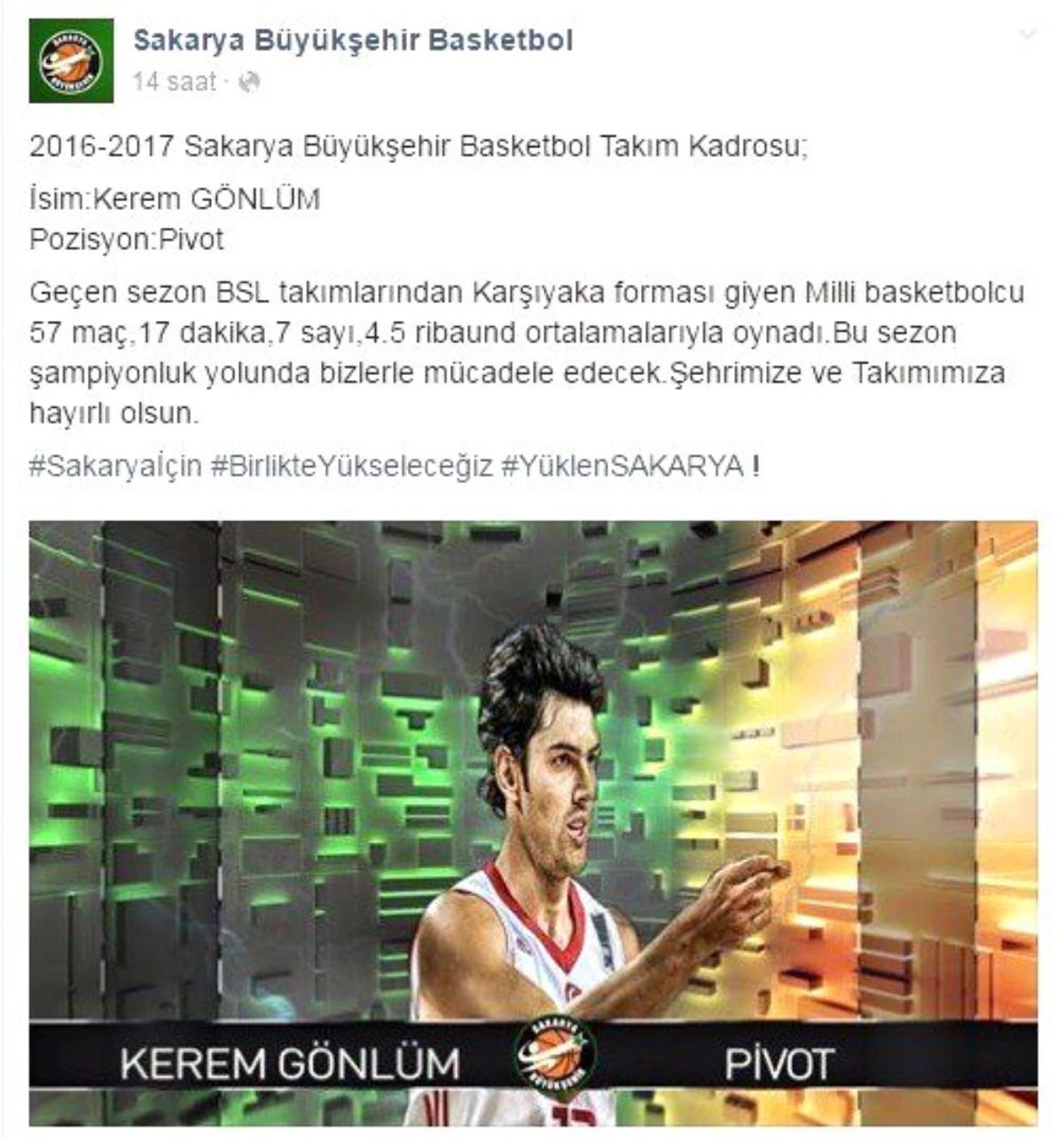 Sakarya Büyükşehir Basketbol, Kerem Gönlüm\'le Anlaştı