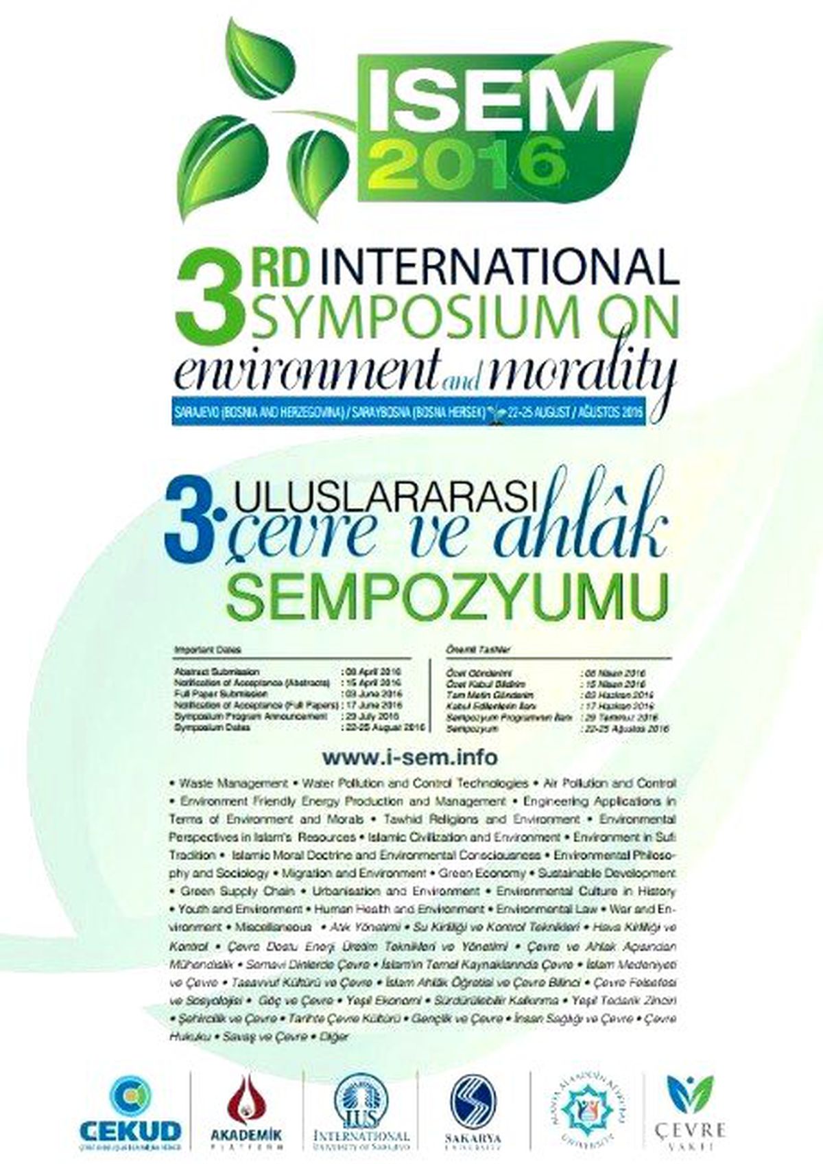 3. Uluslararası "Çevre ve Ahlak Sempozyumu" Gerçekleşecek