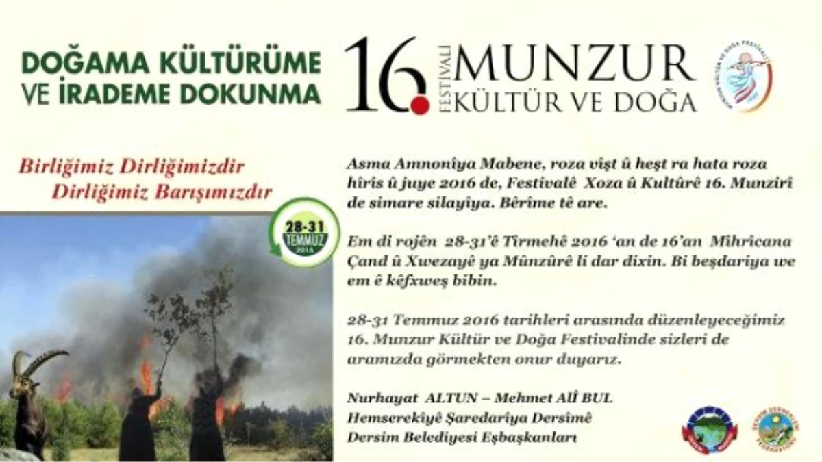 Tunceli\'de Munzur Kültür ve Doğa Festivali, Müziksiz ve Eğlencesiz Yapılacak