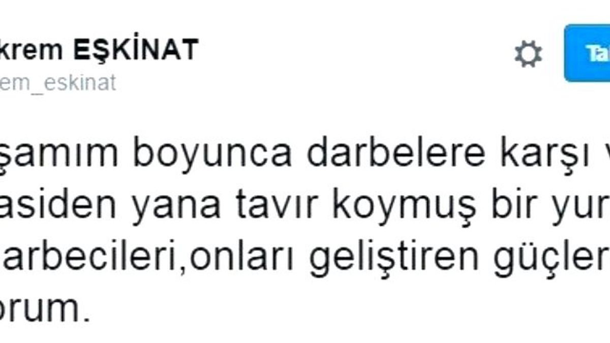 Başkan Eşkinat Darbecileri Lanetledi