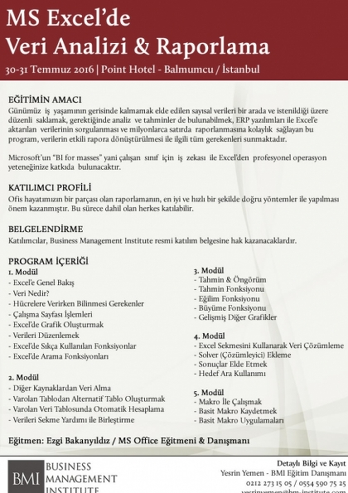 Excel\'de Veri Analizi ve Raporlama
