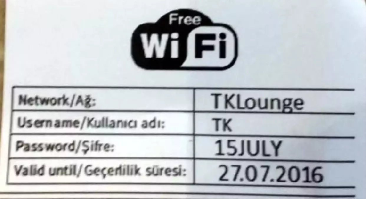 THY\'den Özel Wi-Fi Şifresi