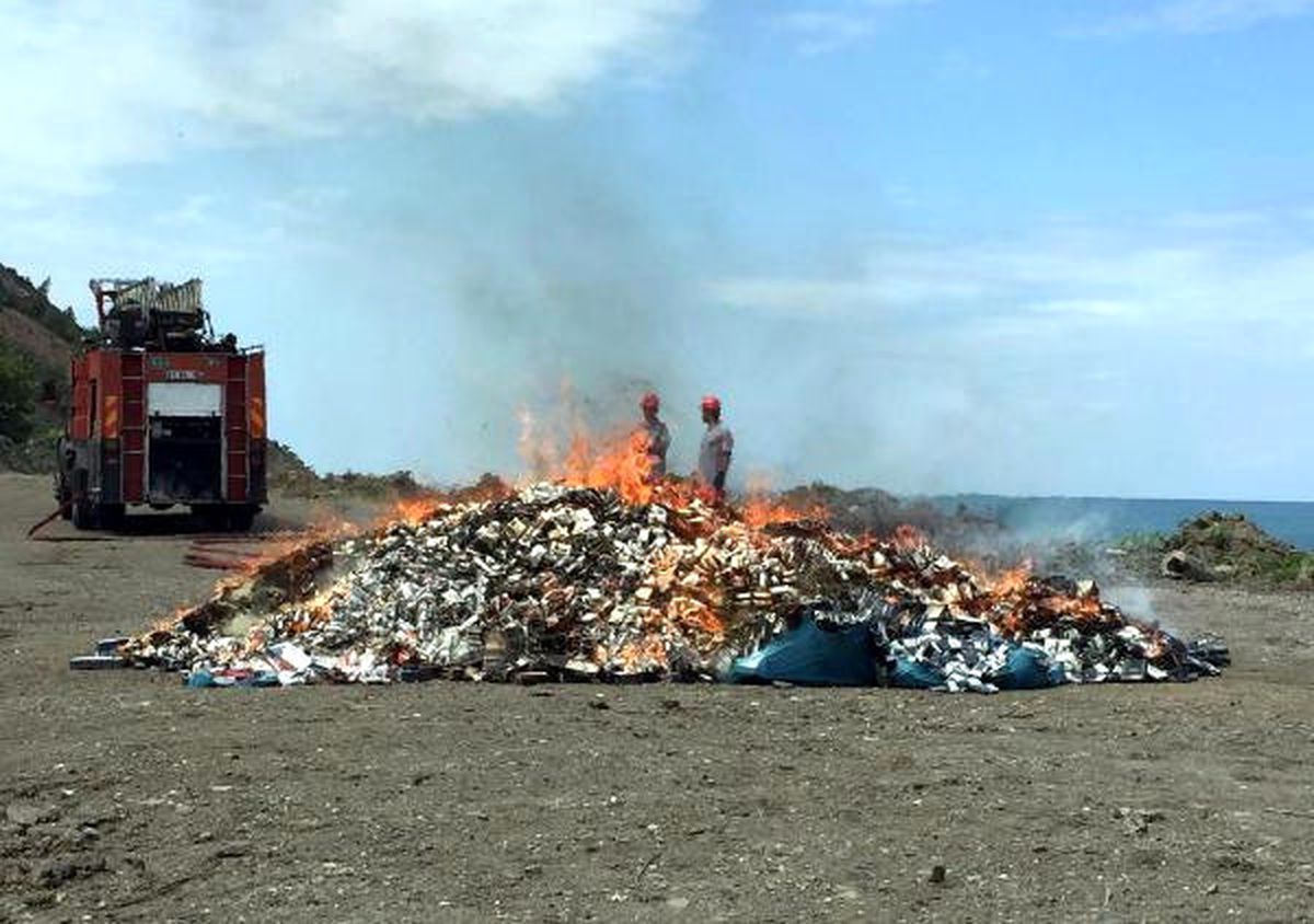 Zonguldak\'ta 80 Bin Paket Kaçak Sigara İmha Edildi