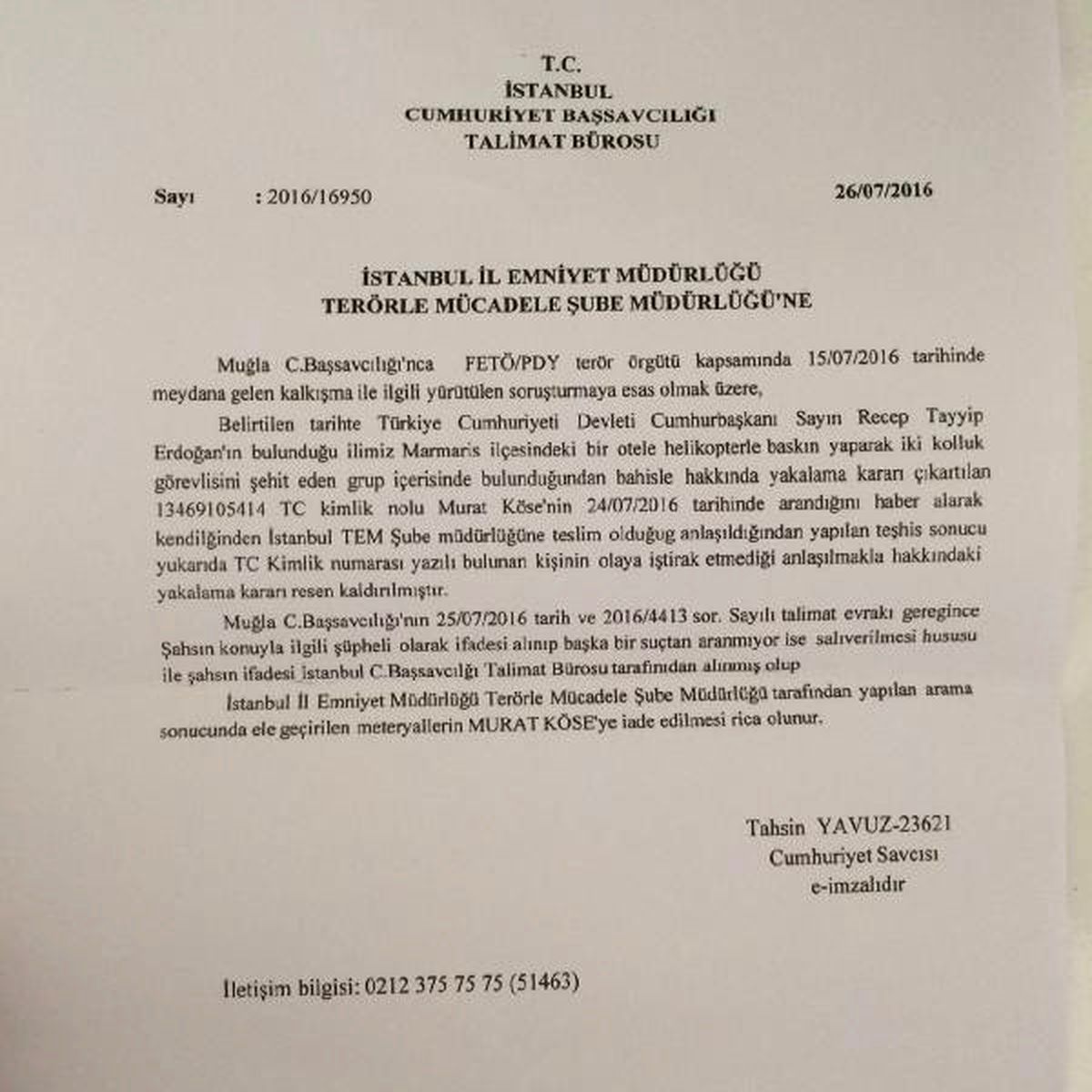 Astsubay Murat Köse\'ye, İsim Benzerliğinden Verilen Yakalama Kararı Kaldırıldı