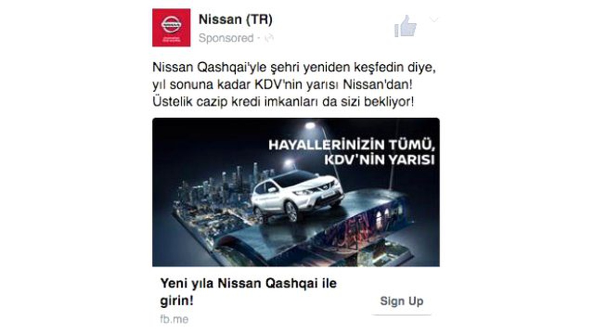 Facebook, Türkiye\'den Nissan\'ı örnek gösterdi