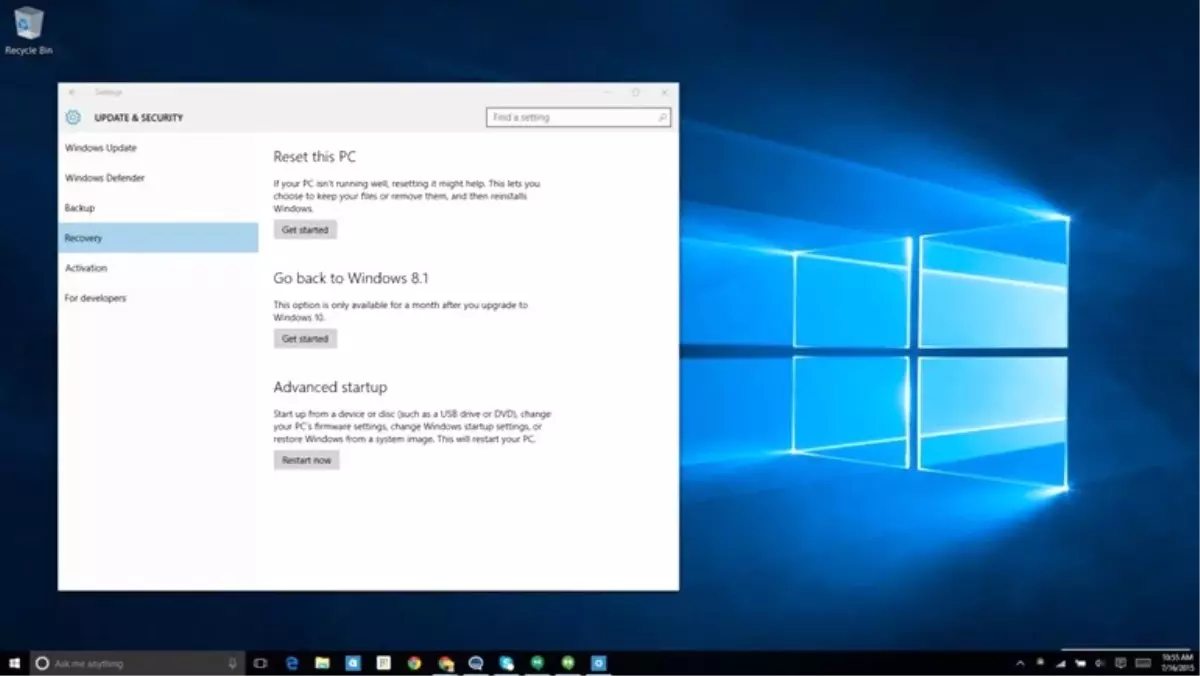 Windows 10\'dan Nasıl Dönülür?