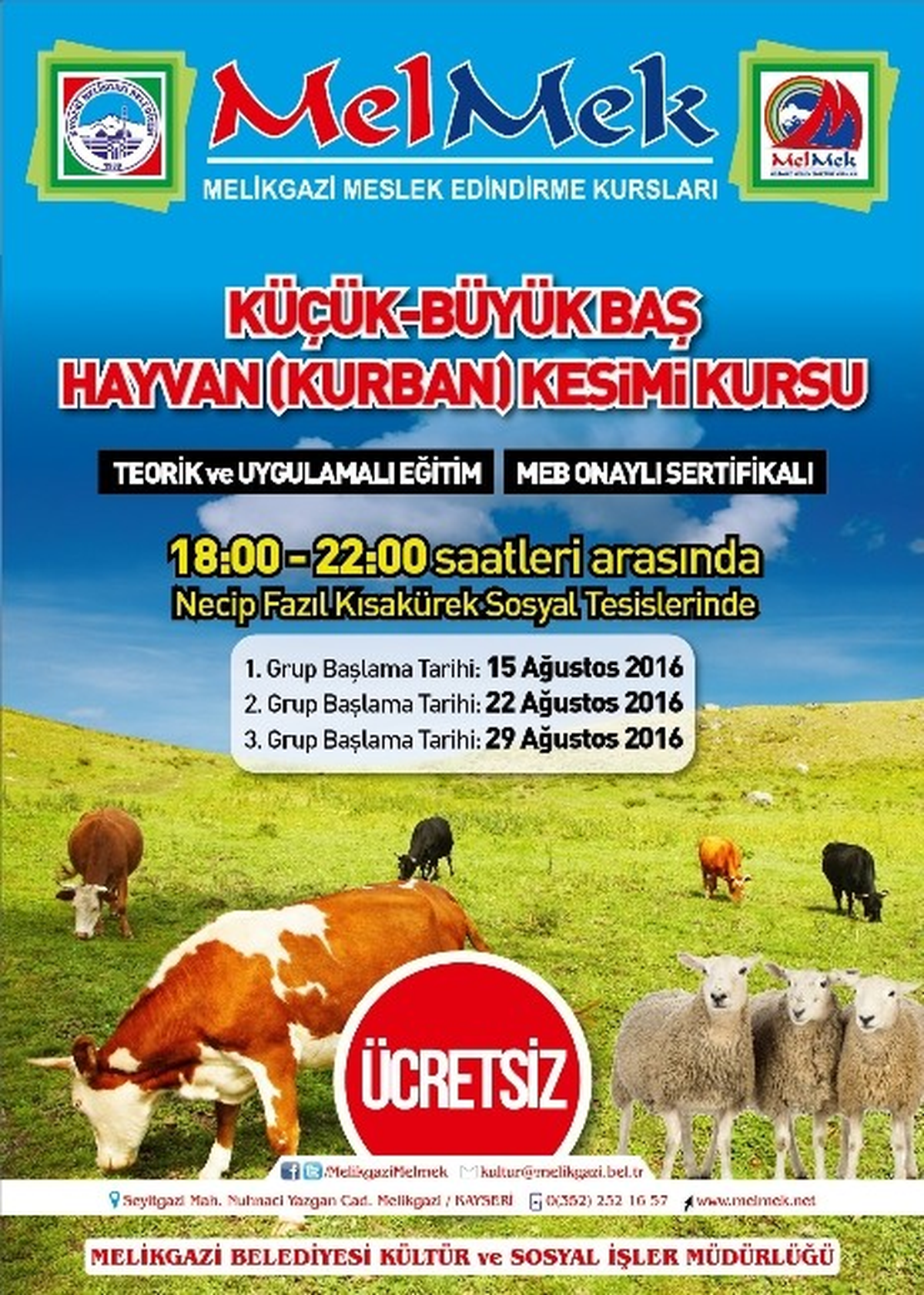 Melikgazi Belediyesi\'nden Teorik ve Uygulamalı Kurban Kesim Kursu