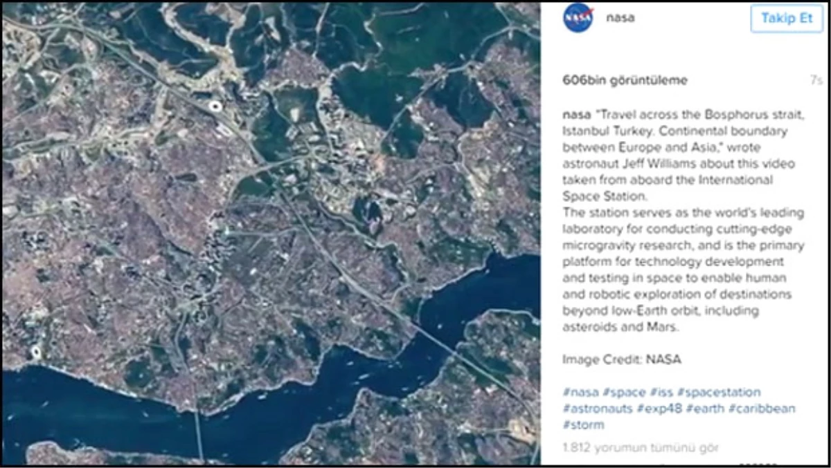 NASA İstanbul Boğazı\'nın Görüntülerini Instagram Hesabından Yayınladı