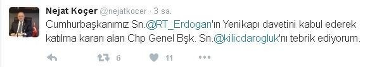 AK Parti Milletvekili Koçer\'den Kılıçdaroğlu\'na Tebrik
