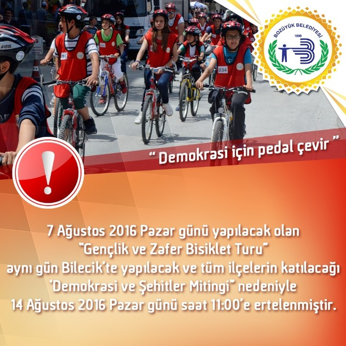 Gençlik ve Zafer Bisiklet Turu 14 Ağustos\'a Ertelendi