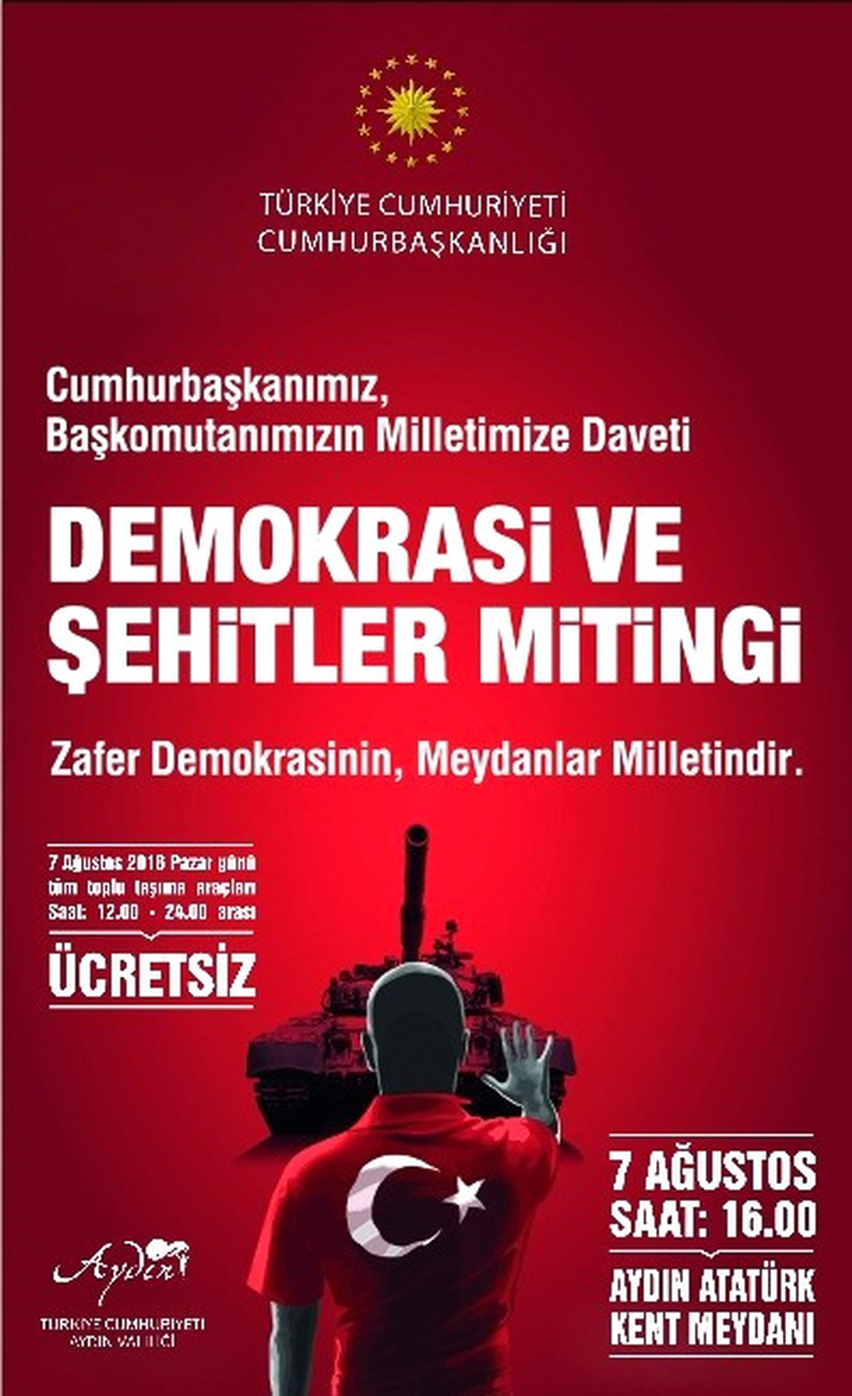 Aydın Valisi Koçak Tüm Aydınlıları Meydana Davet Etti