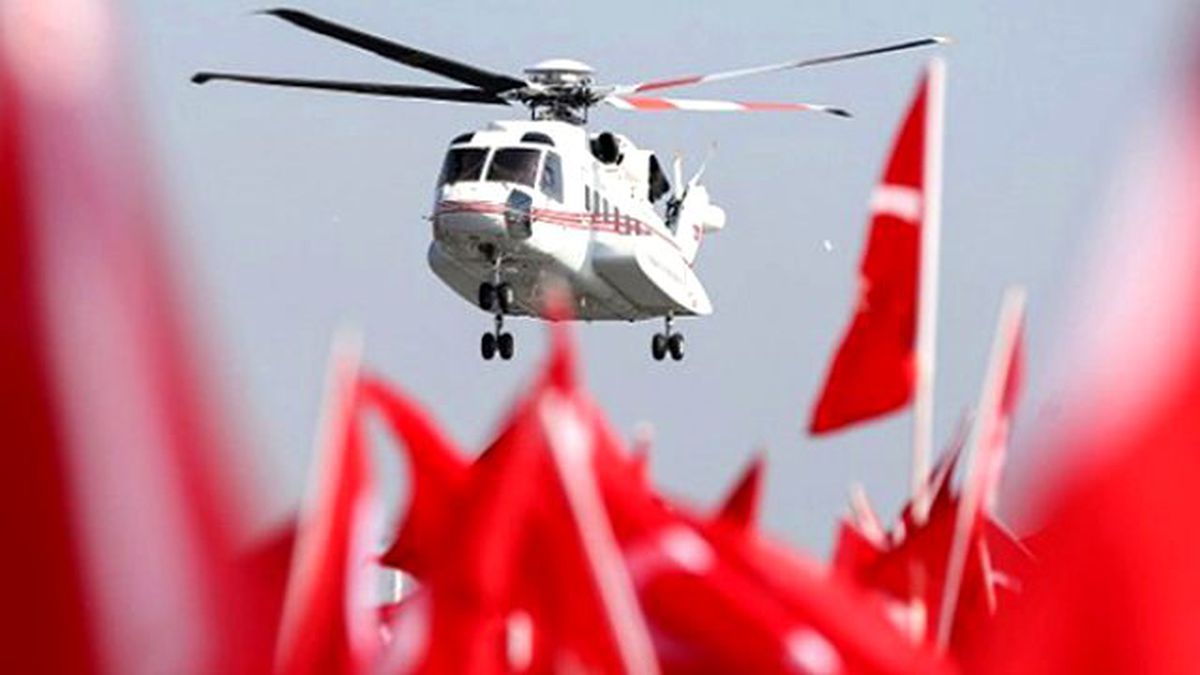 Cumhurbaşkanı Erdoğan Helikopterle Miting Alanına Geldi