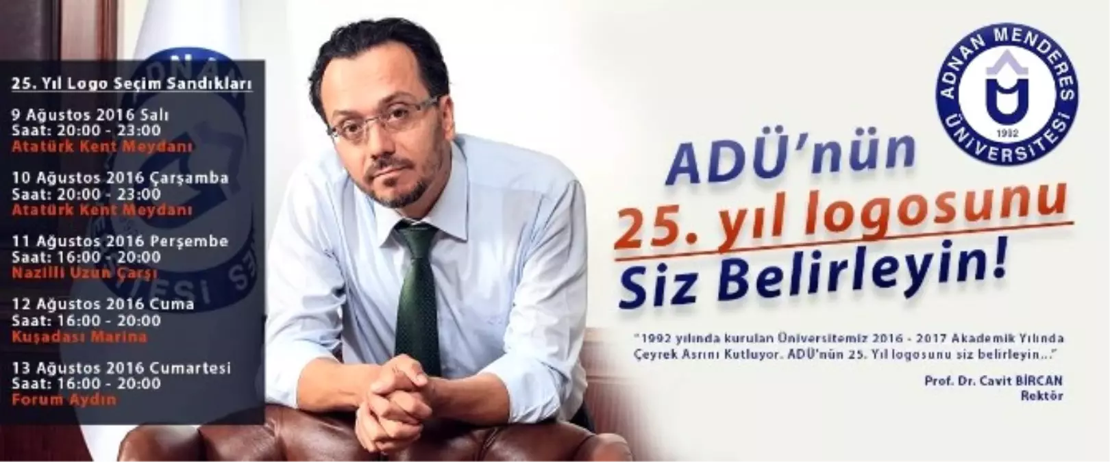 Adü\'nün 25. Yıl Logosunu Aydın Halkı Seçecek