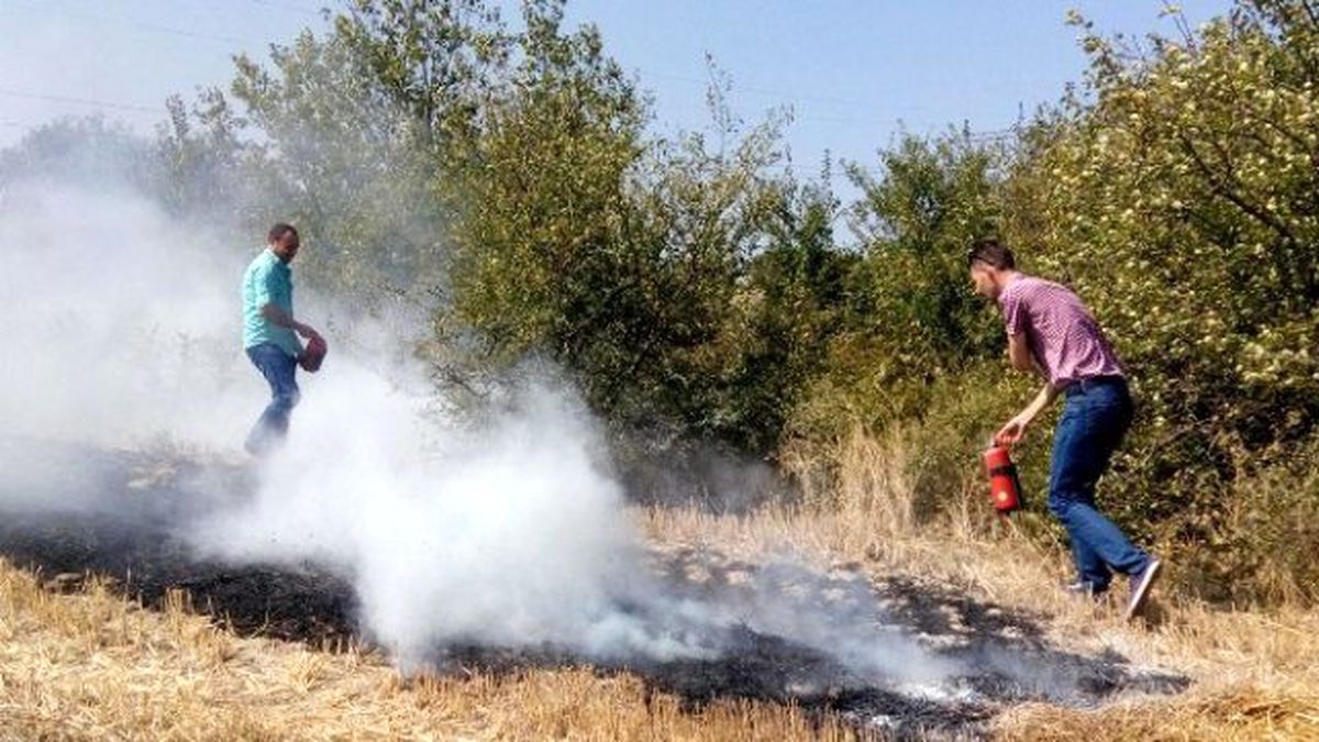 Anız Yangını Bahçeye Zarar Verdi