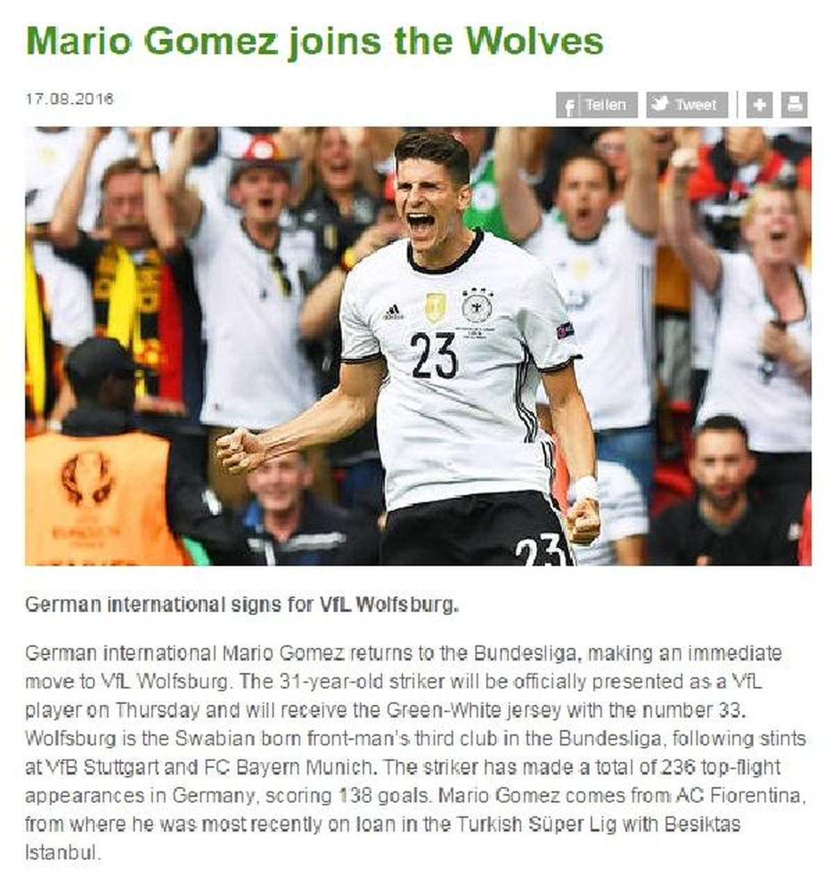 Mario Gomez Resmen Wolfsburg\'ta