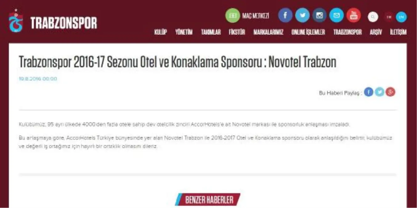 Trabzonspor\'dan Sponsor Açıklaması