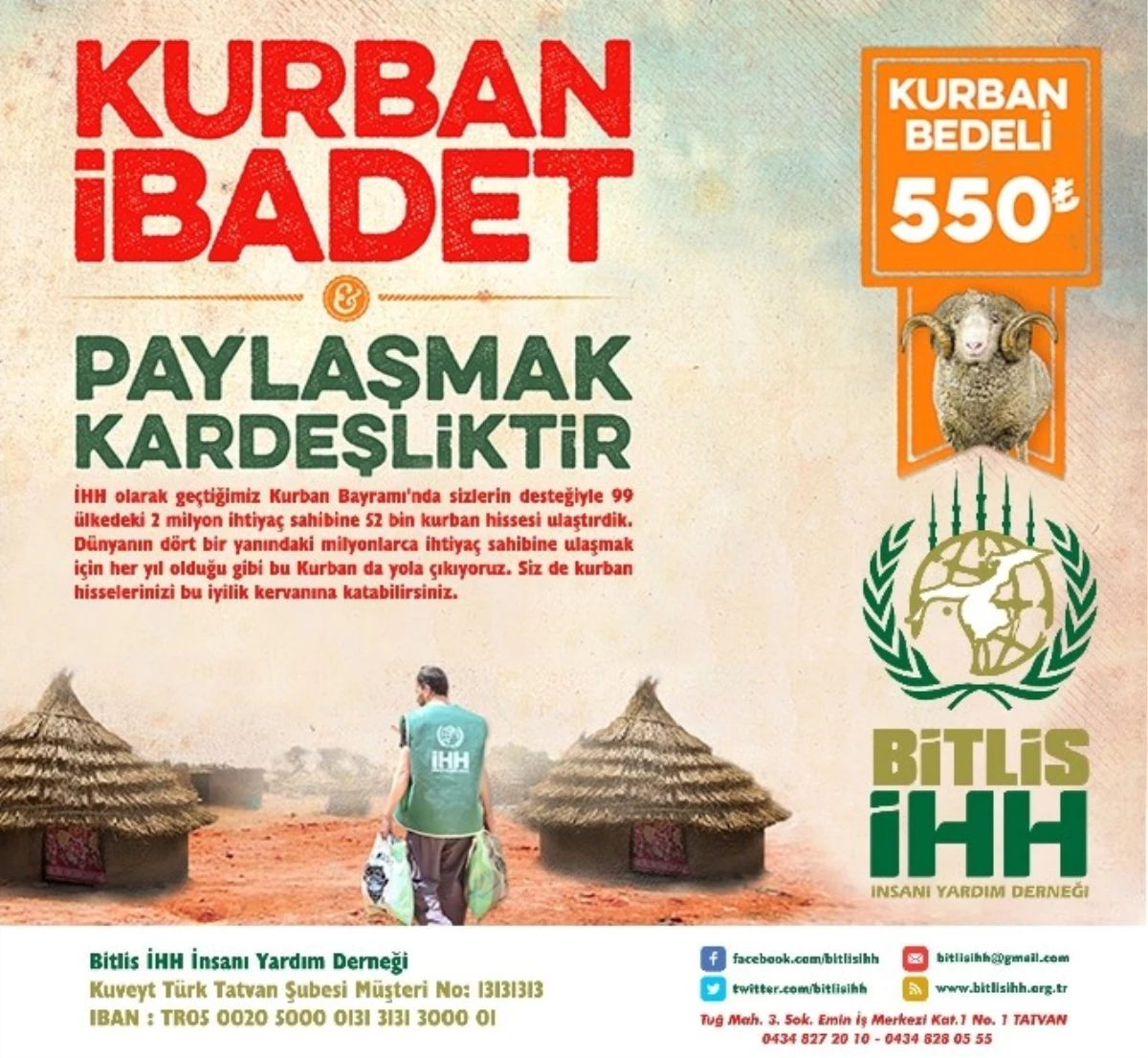 Bitlis İhh, Kurban Bağışlarını 89 Ülkedeki İhtiyaç Sahiplerine Ulaştıracak
