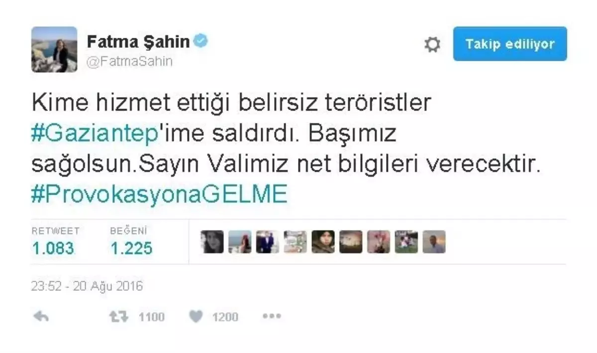 Fatma Şahin\'den Provokasyon Uyarısı