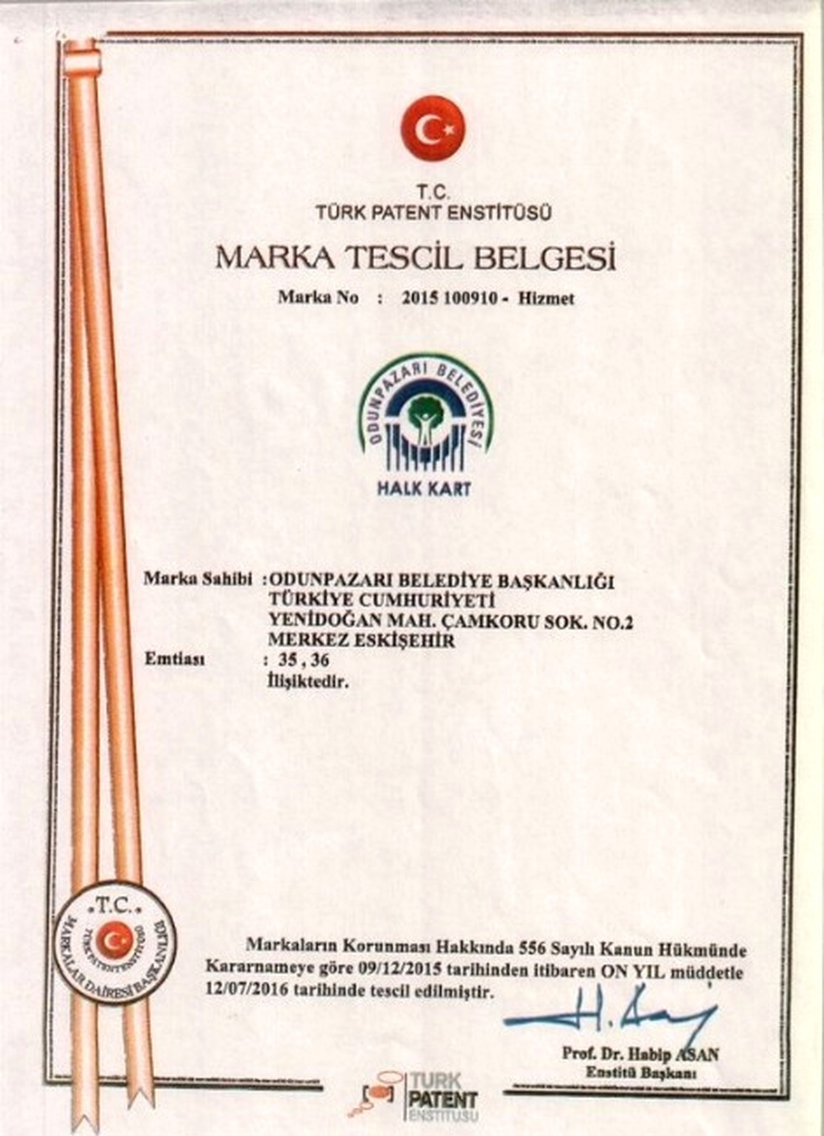 Odunpazarı Belediyesi Halk Market Gıda Bankası ve Halk Kart\'ın da Patentini Aldı
