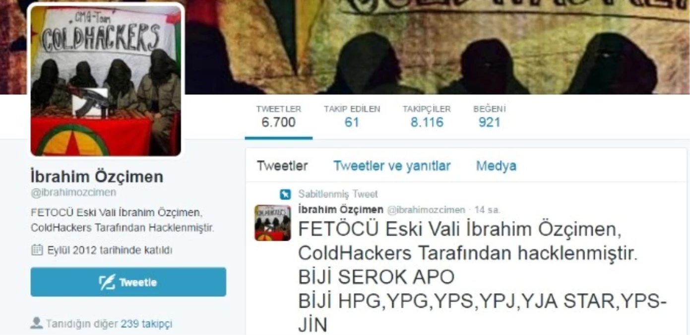 Tutuklanan Eski Vali\'nin Twitter Hesabı PKK\'lıların Eline Geçti