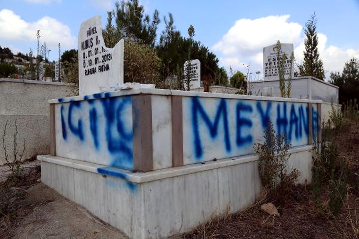 Mezarları Tahrip Edip Taşlara Uygunsuz Yazı Yazdılar