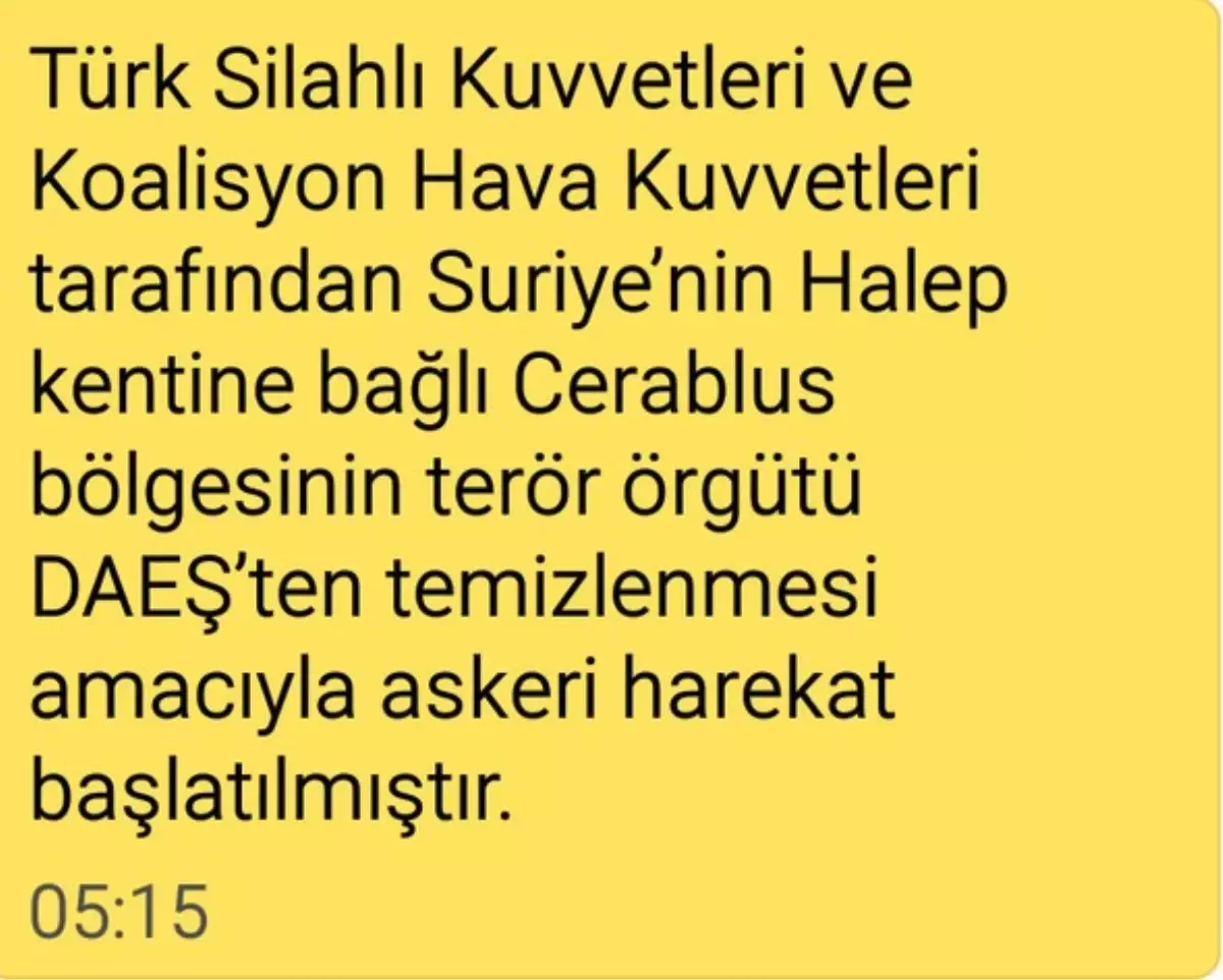 TSK Sms\'le Harekat Bilgilendirmesi Yaptı