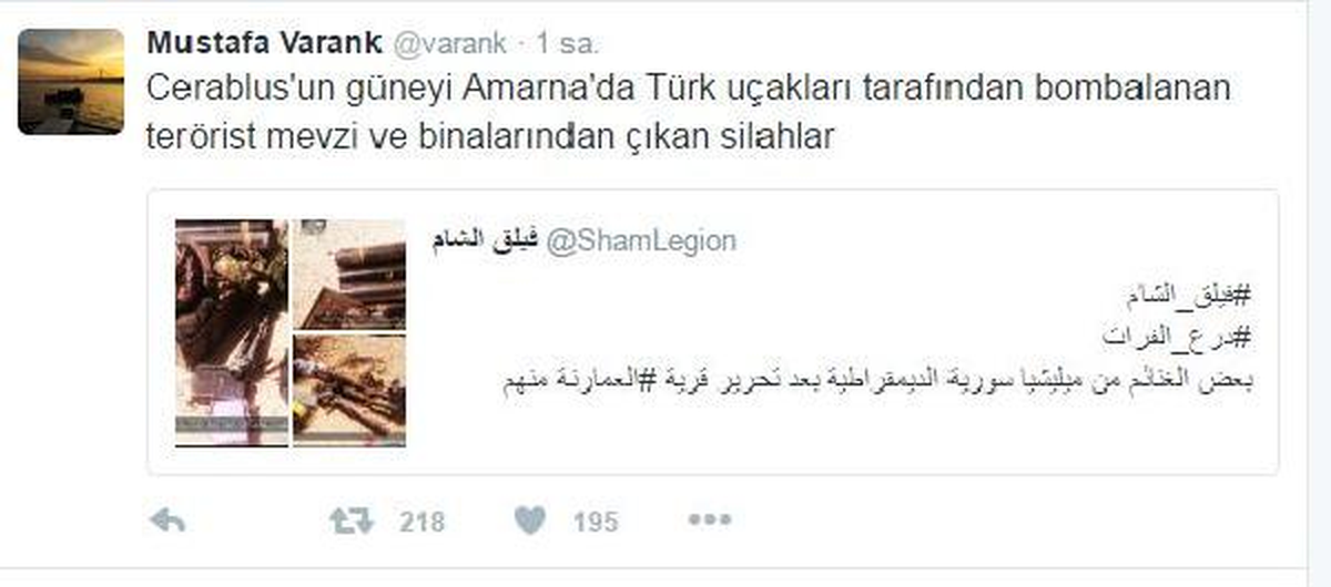Cumhurbaşkanı Başdanışmanı Varank\'tan Cerablus Operasyonuyla İlgili Paylaşım