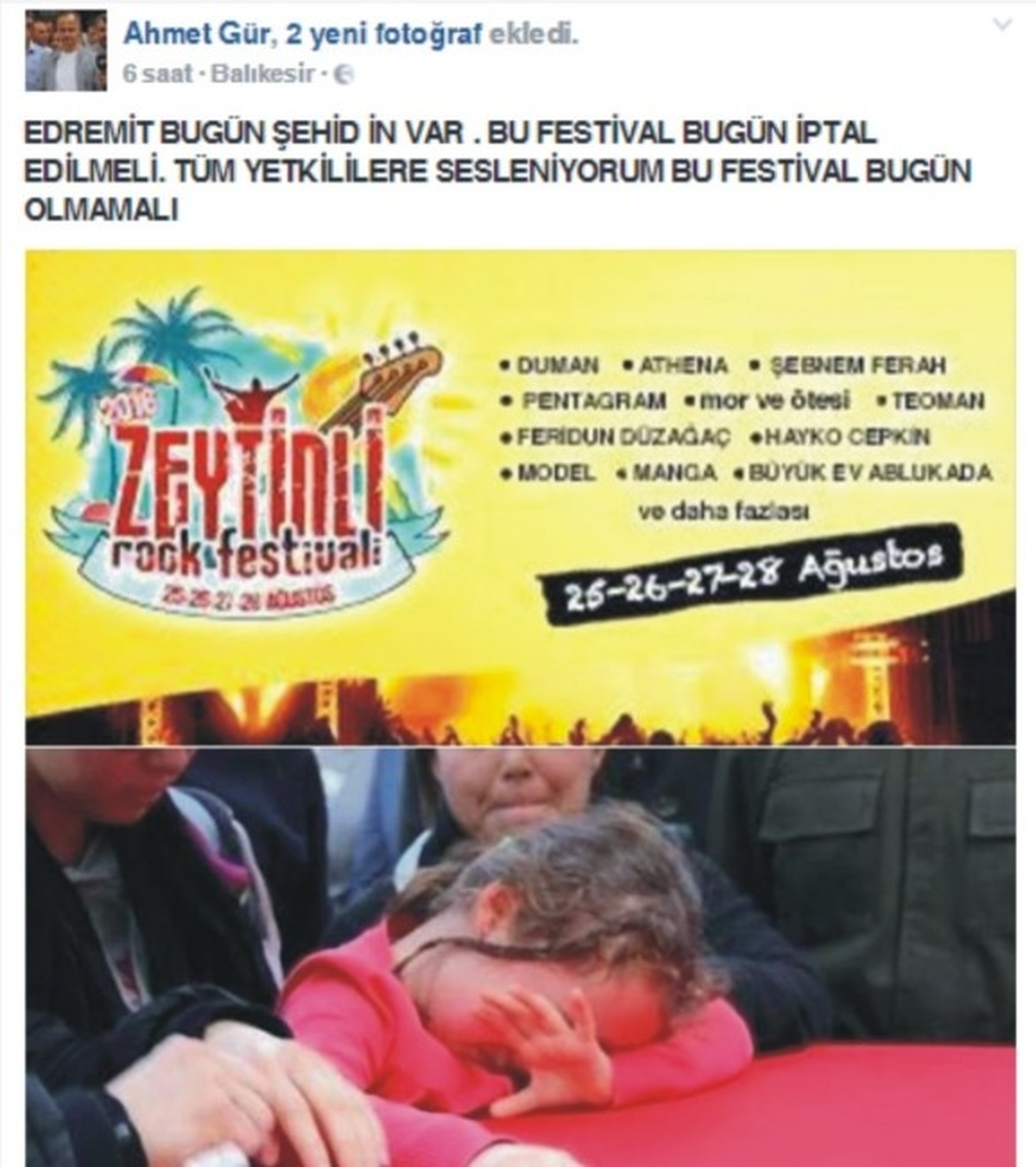 Şehit Cenazesinin Olduğu Edremit\'teki Rock Festivaline Büyük Tepki