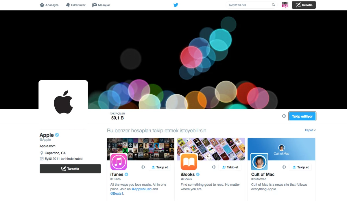 Apple Twitter Hesabını Yeniledi, Etkinliği Takip Edebilirsiniz