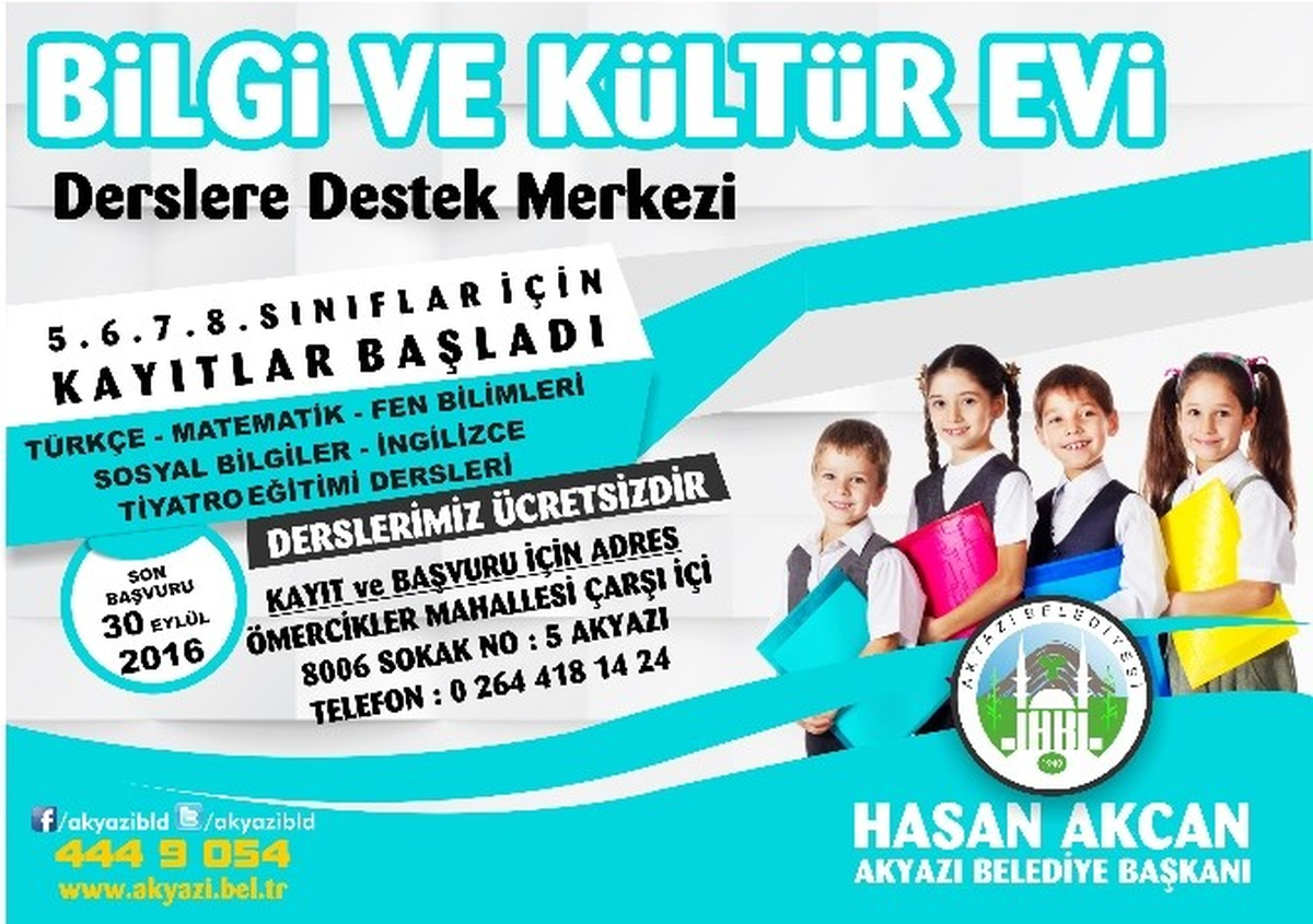 Akyazı Bilgi ve Kültür Evi Ders Kayıtları Başladı