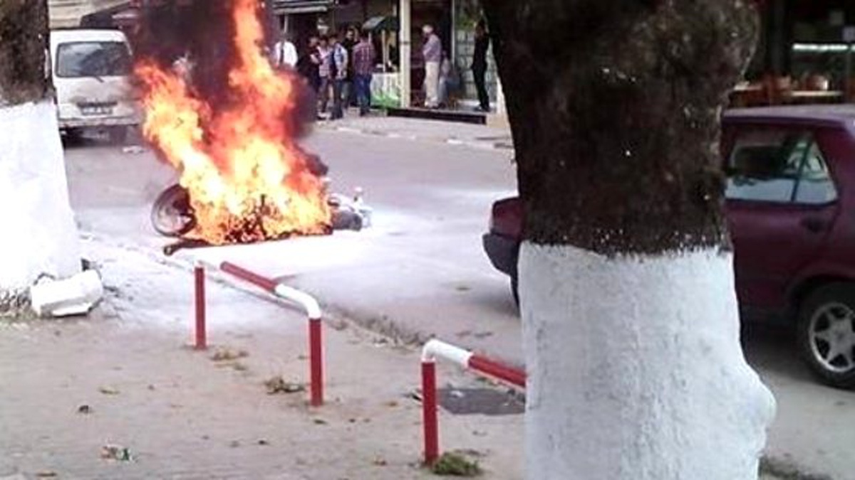 Kırklareli\'de Motorsiklet Yangını