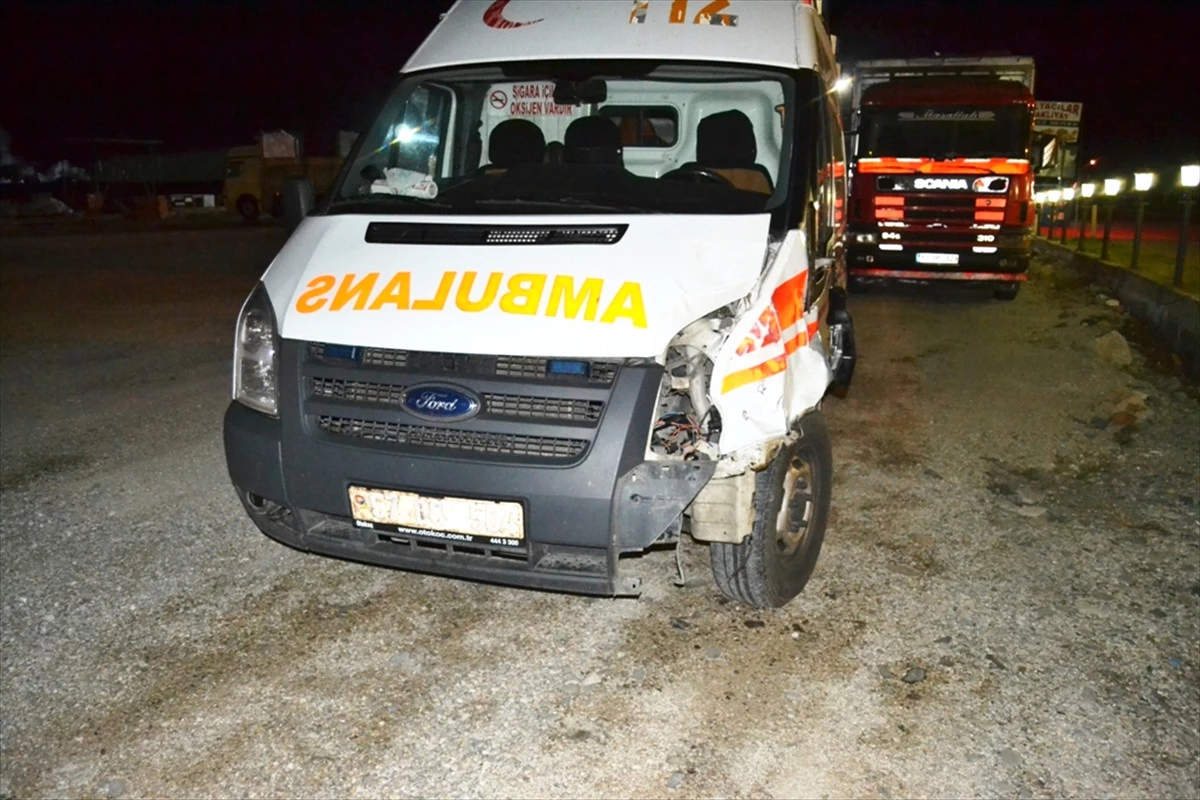 Hasta Taşıyan Ambulans İneğe Çarptı