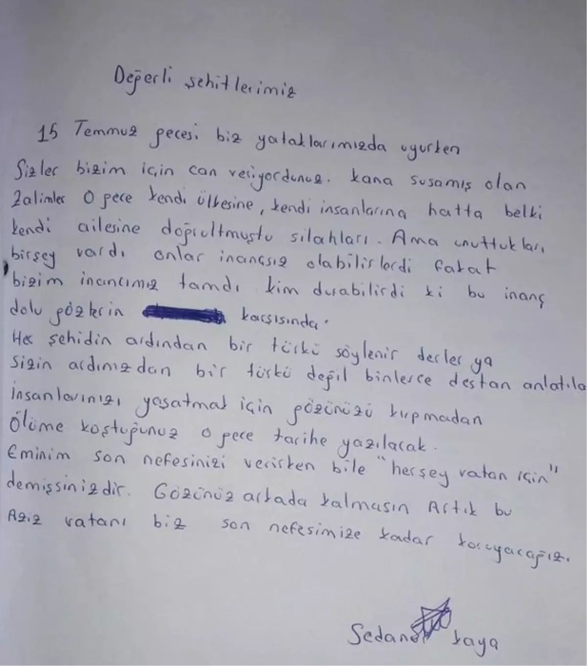 Erganili Öğrencilerden 15 Temmuz Şehitlerine Mektup