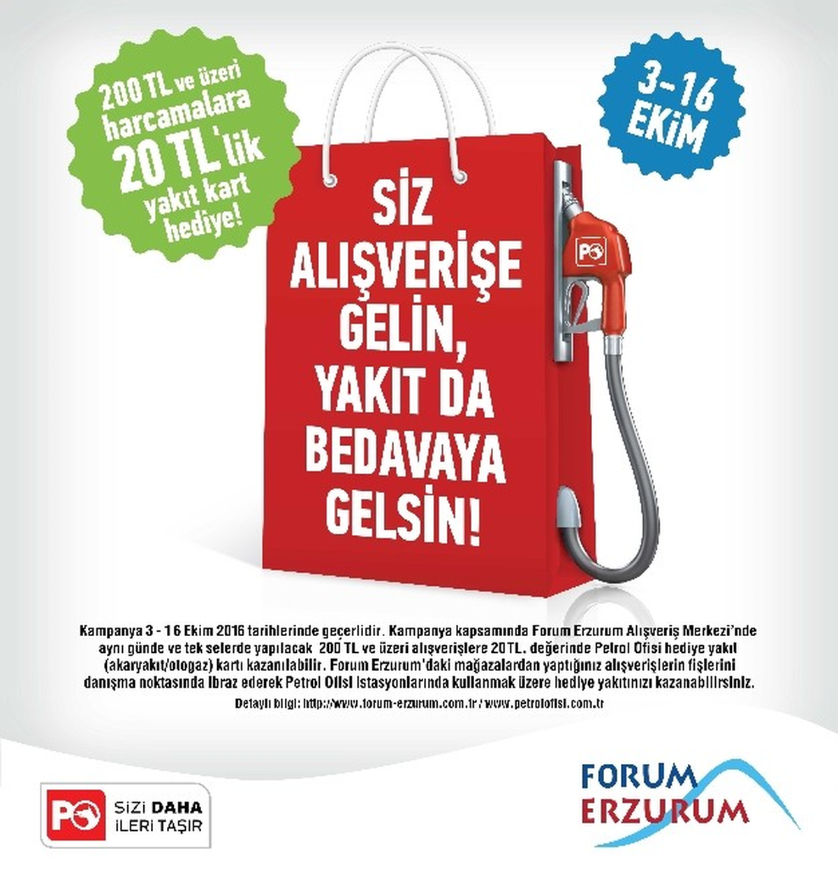 Forum Erzurum\'da Alışveriş Sizden, Akaryakıt Petrol Ofisi\'nden!