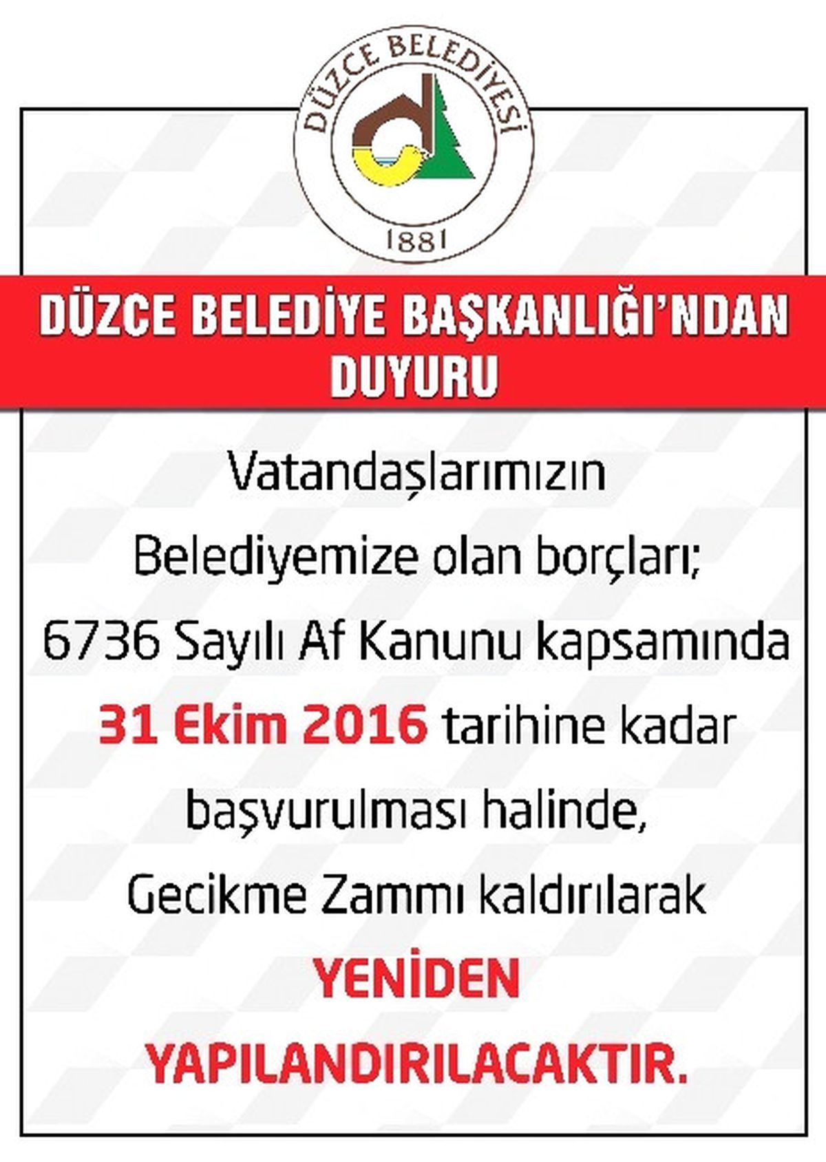 Borç Yapılandırması İçin Son Başvuru 31 Ekim