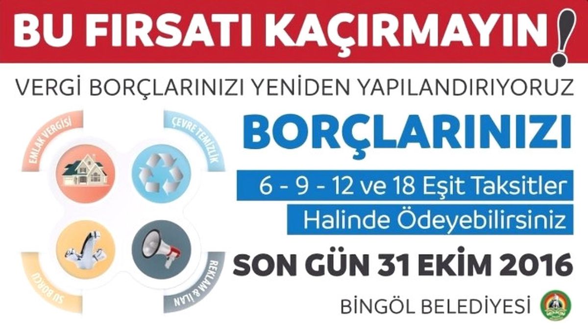 Bingöl Belediyesi\'nden Yapılandırma Uyarısı