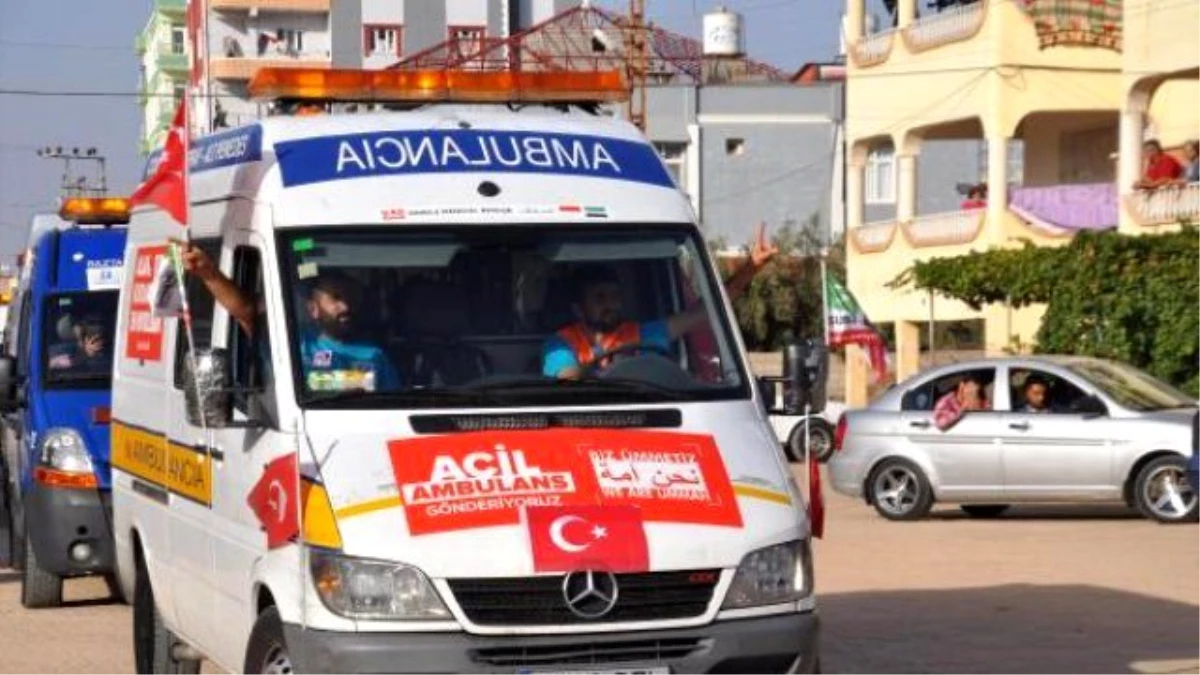 Görüntülü Haber) Avrasya Vakfı\'ndan Suriye\'ye 24 Ambulans