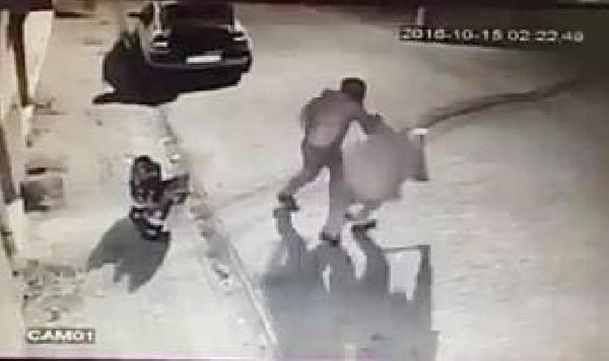Köpeklere Sopayla Vuran Alkollü Kişiyi Hayvanseverin Engellemesi Güvenlik Kamerasında